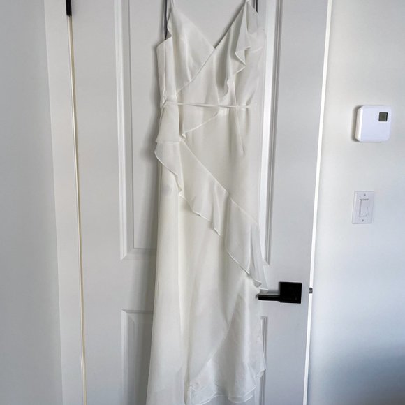 NWT White by Vera Wang Asymmetric Ruffle Spaghetti Strap Dress - Picture 8 of 8